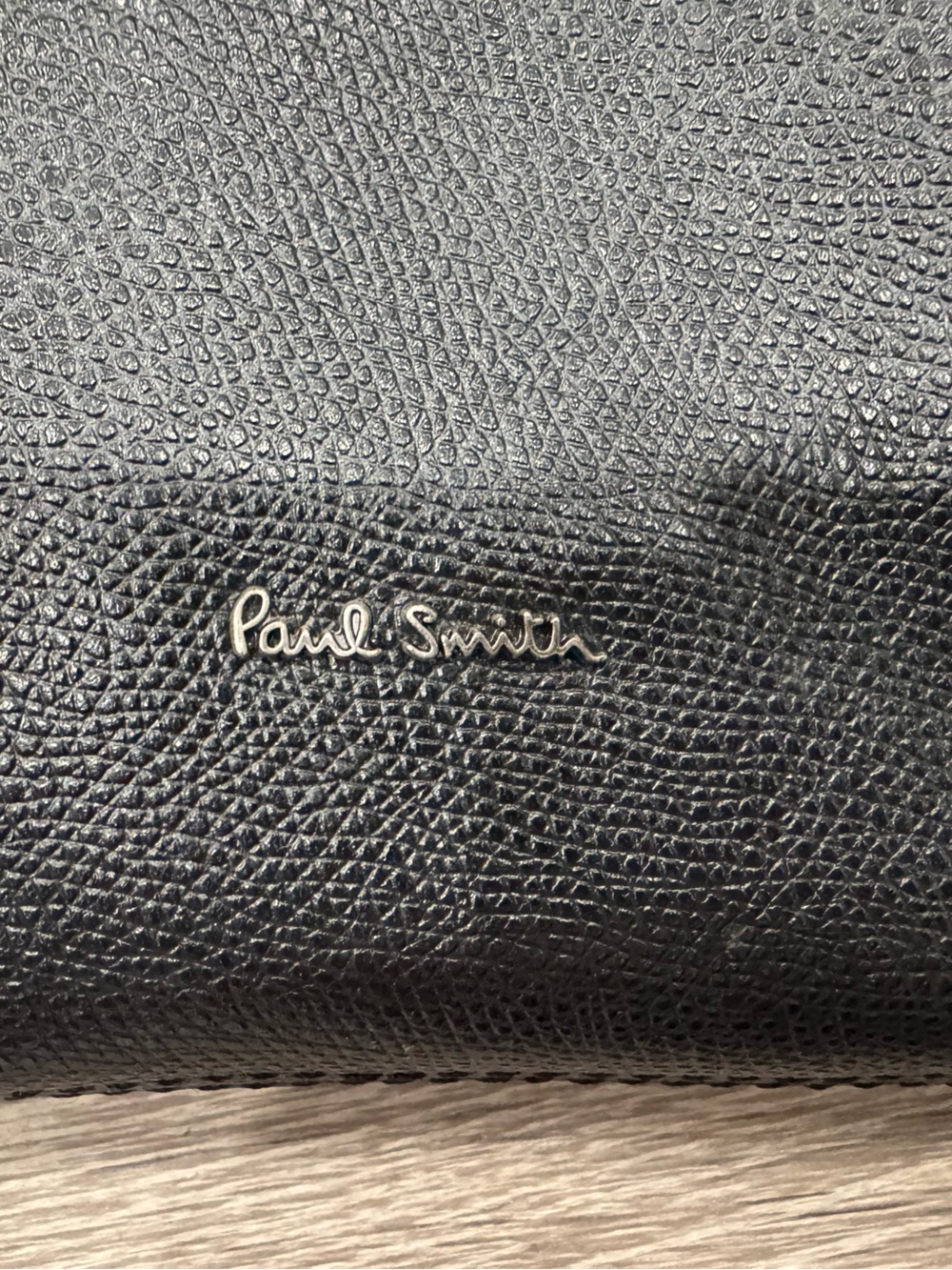 Paul Smith Black Textured Leather Laptop Bag with Signature Logo